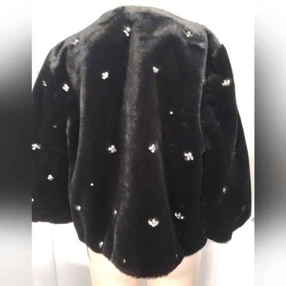Joie Faux Fur Jacket With Rhinestones XS - Picture 2 of 7